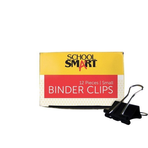 School Smart Binder Clip Set, 3/4 in W, Small, 3/8 in Capacity, Tempered Steel/Nickel Wire, Set of 12 PK 032397